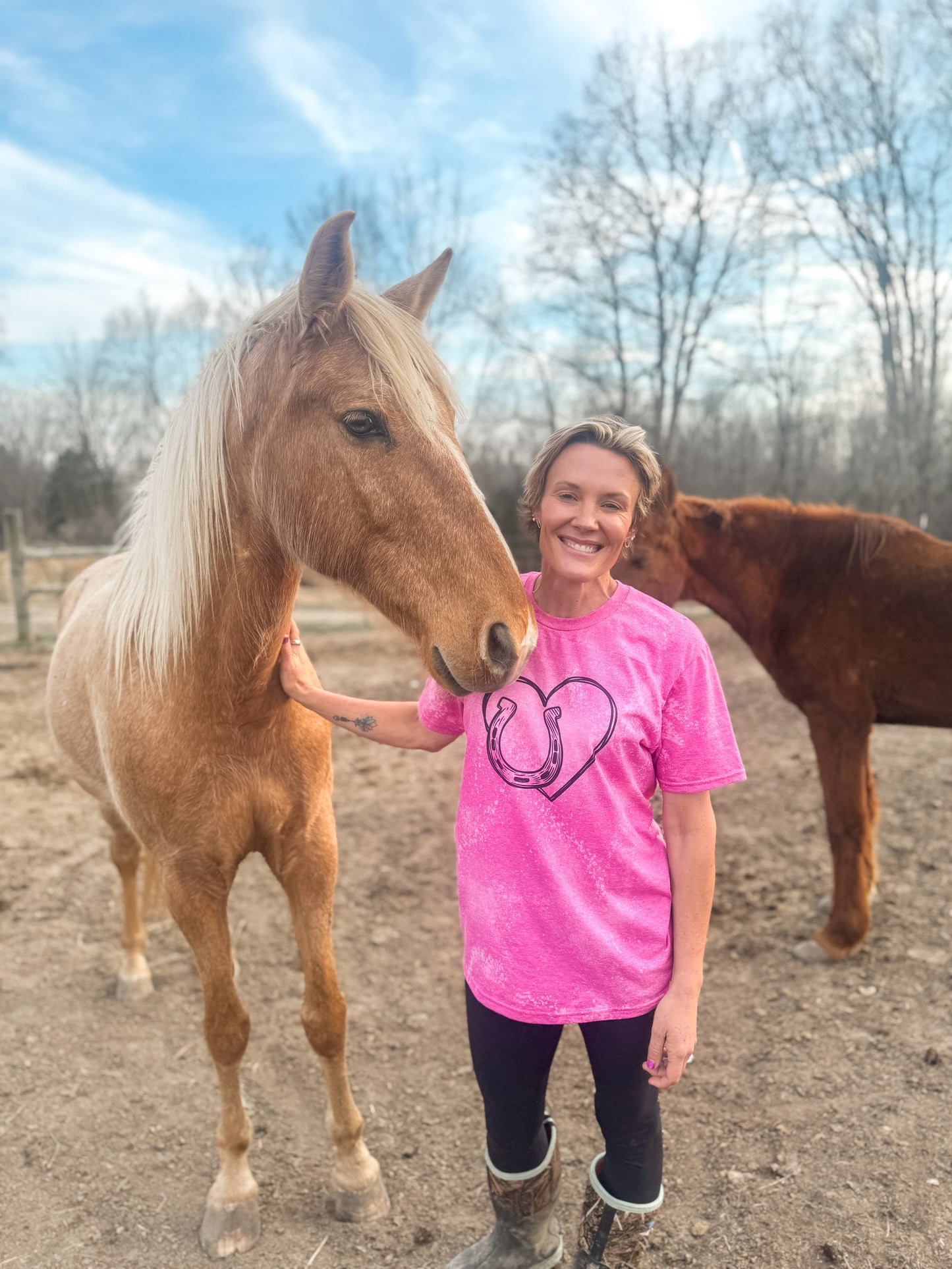 Bleached Berry Horse Shoe Tee (PRE-ORDER)